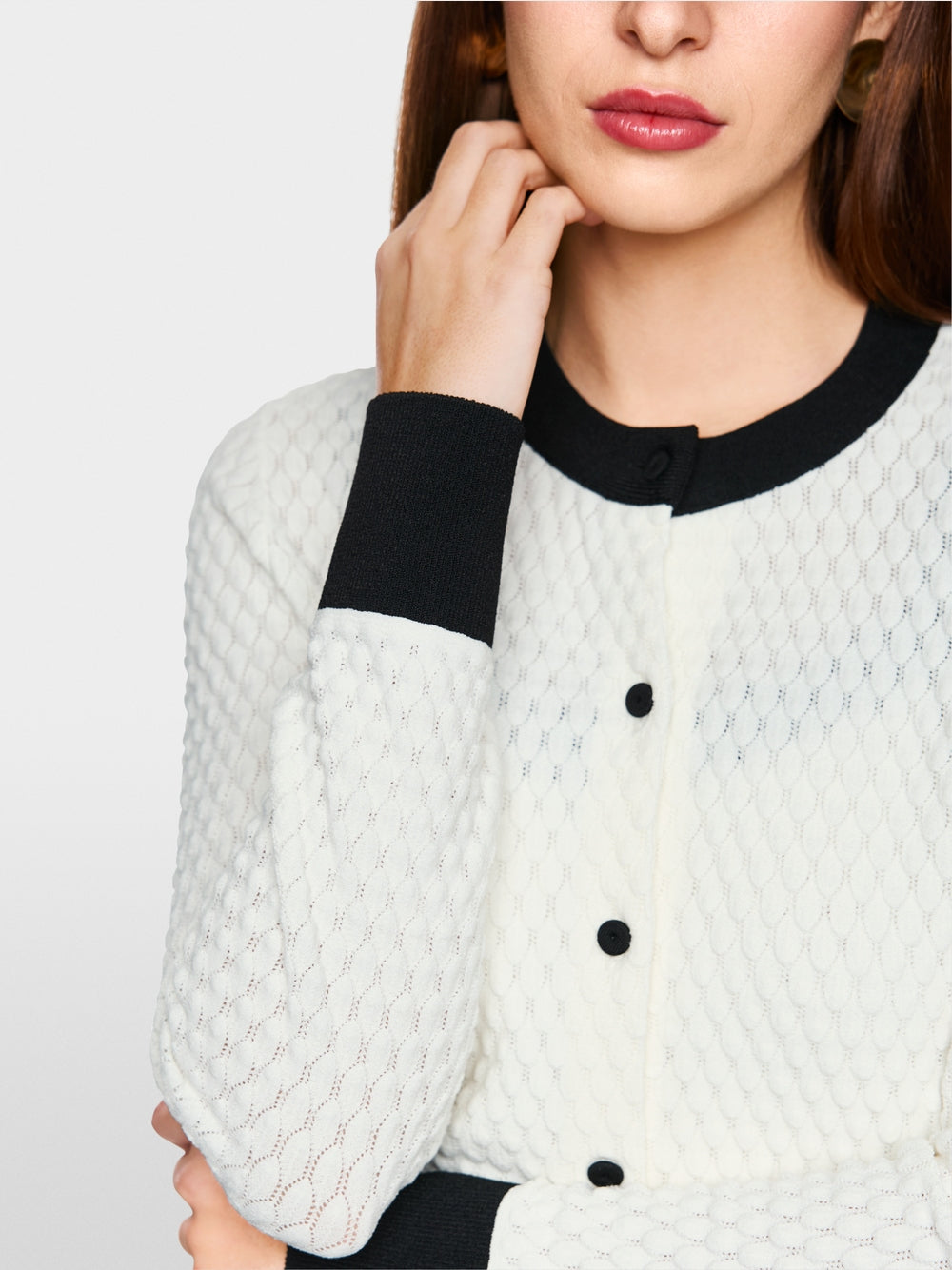 Marc Cain Black/White Fitted Cardigan