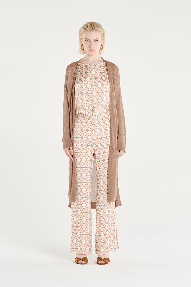 Croche Long Knit Cardigan