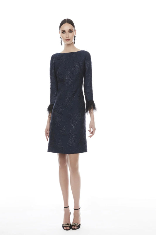 Frascara Dress with Feather Sleeves