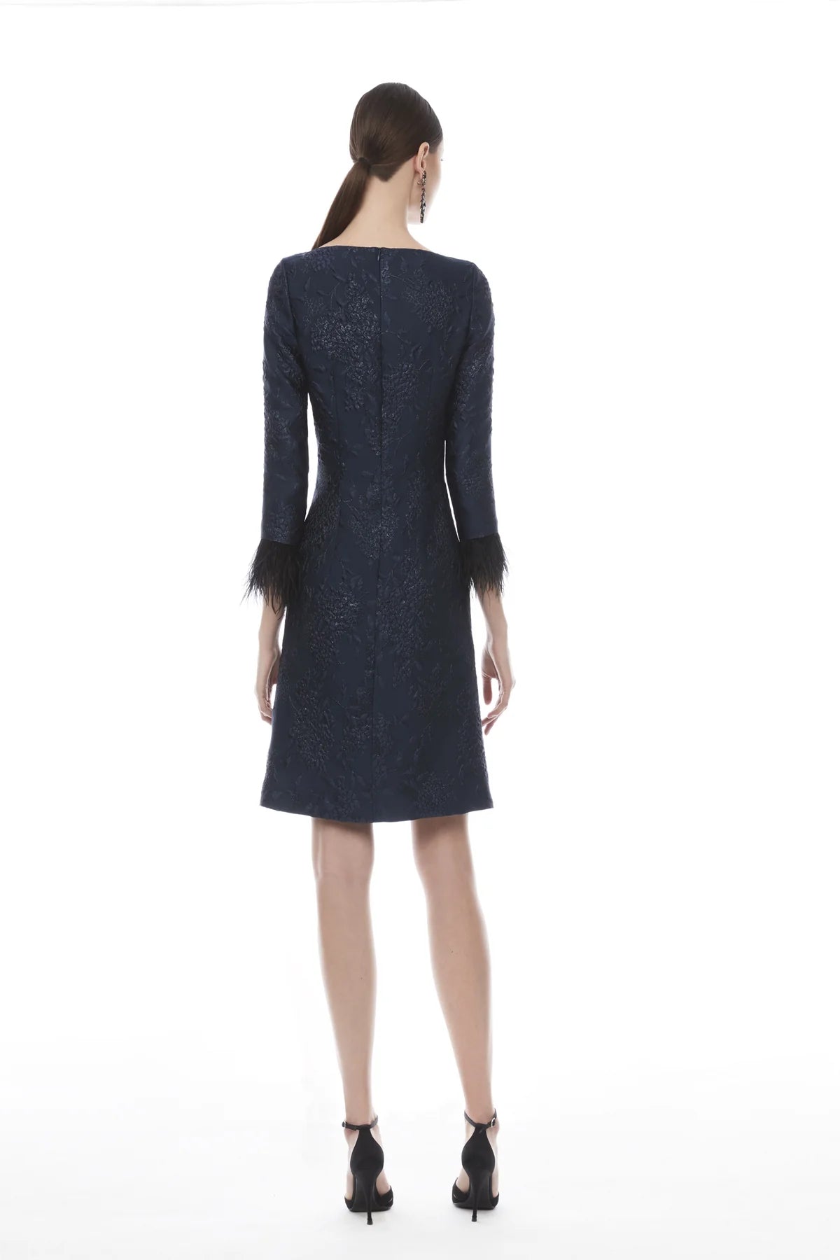 Frascara Dress with Feather Sleeves
