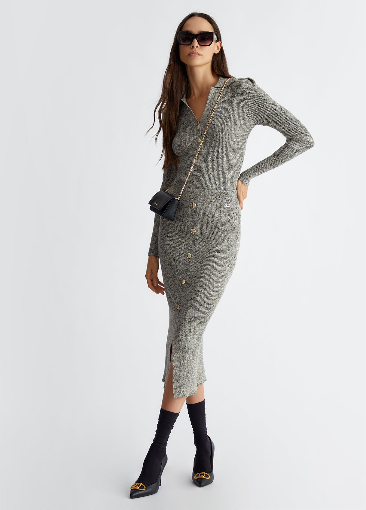 Liu Jo Lurex Knit Polo Top