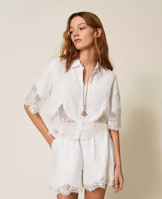 Twinset Linen Shirt with Lace
