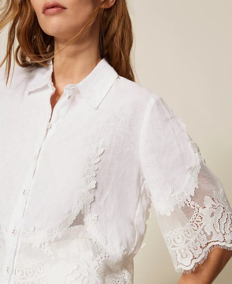 Twinset Linen Shirt with Lace