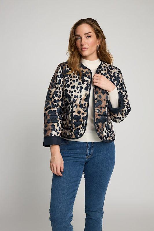 Micha Leo Print Quilted Jacket