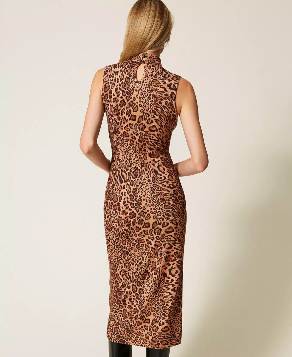 Twinset Leo Print Sequin Dress