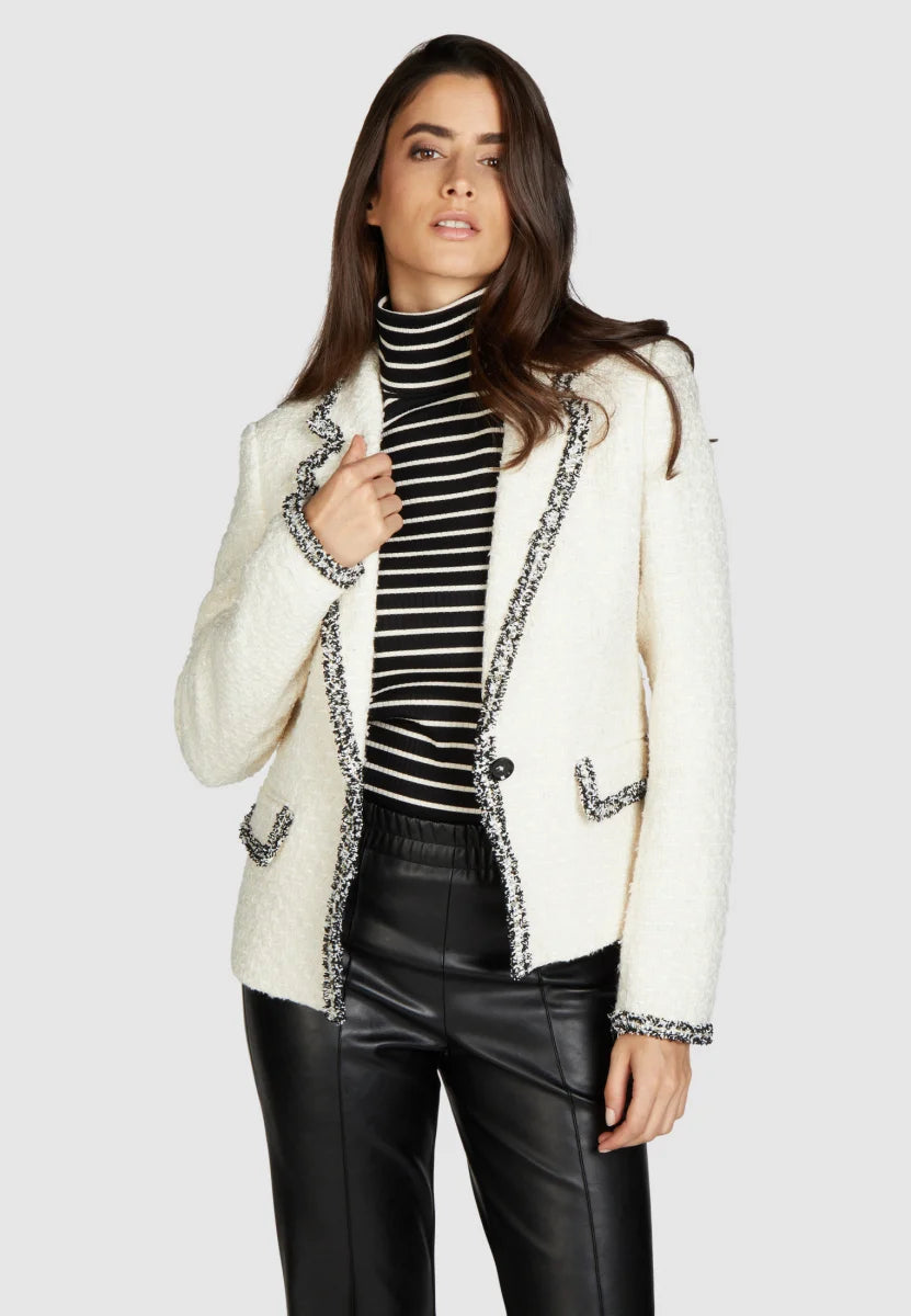 Marc Aurel Bouclé Blazer with Contrast Edge