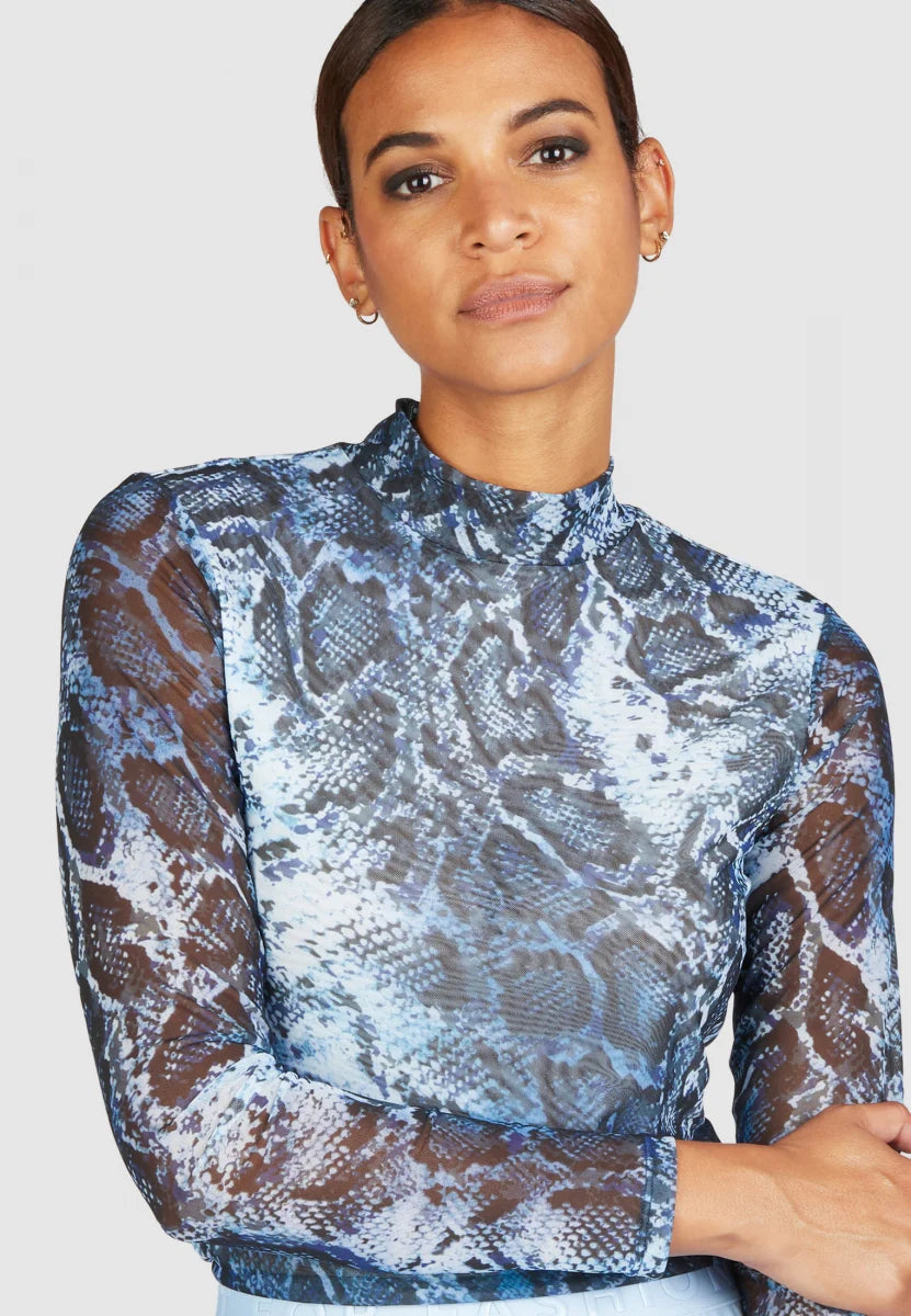 Marc Aurel Mesh Snake Print Top
