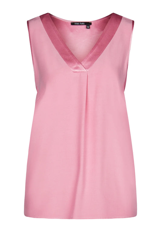 Marc Aurel V-Neck Top with Satin Trims