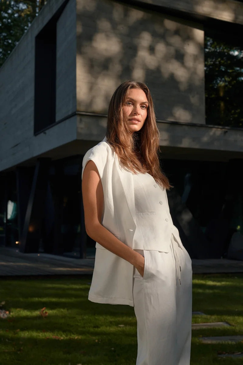 Marc Aurel Linen Vest Jacket