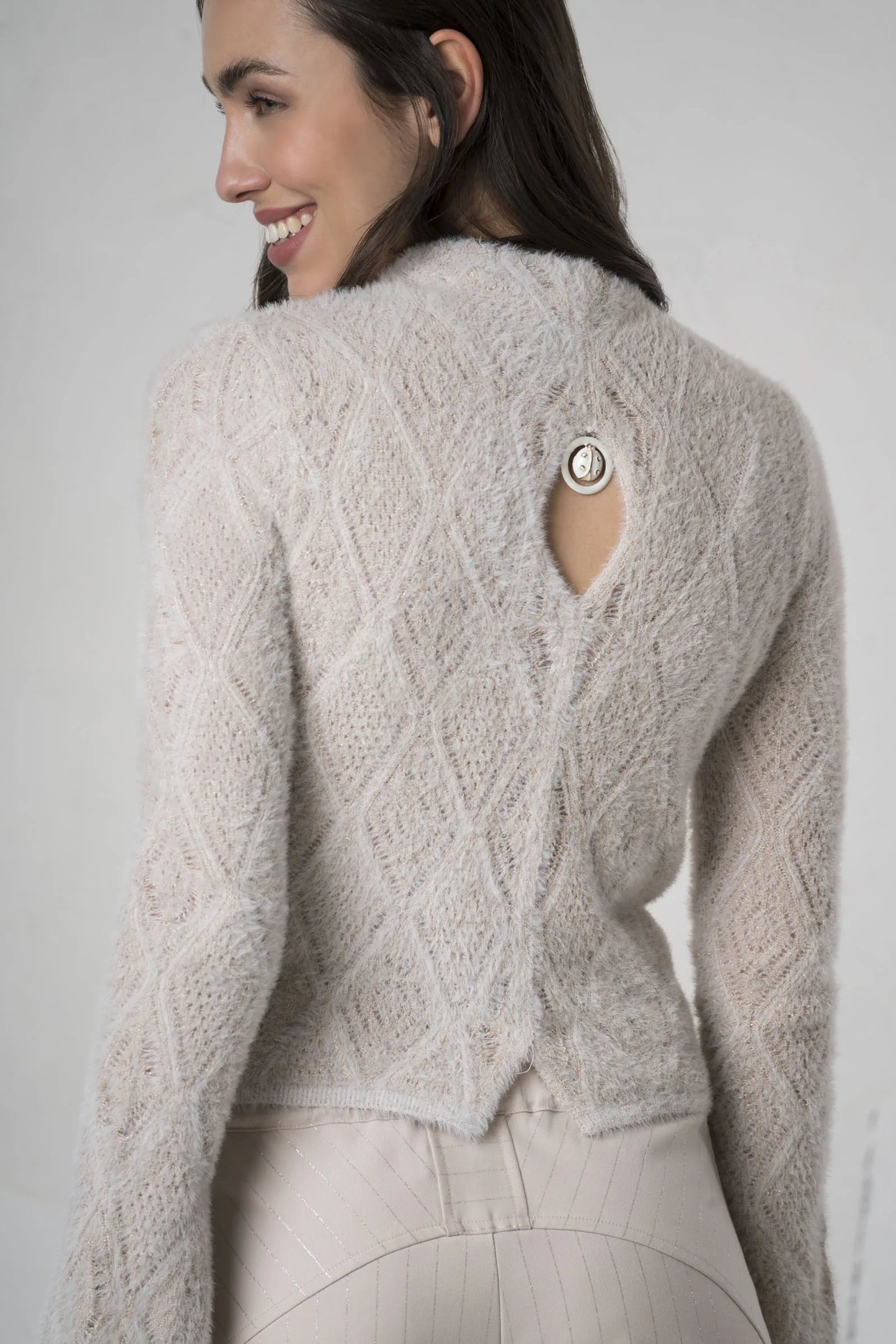 Elisa Cavaletti Perforated Mock Sweater