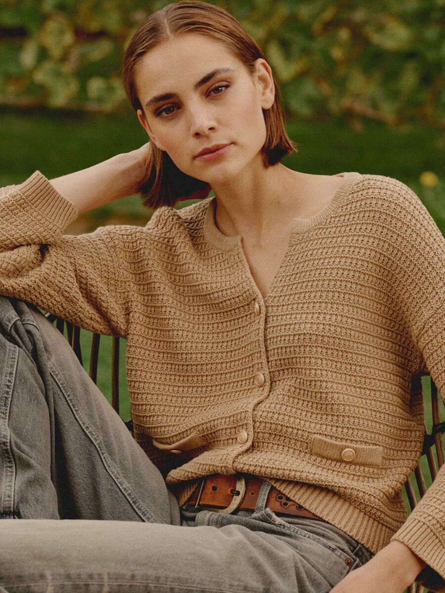 Repeat Cotton Crop Cardigan