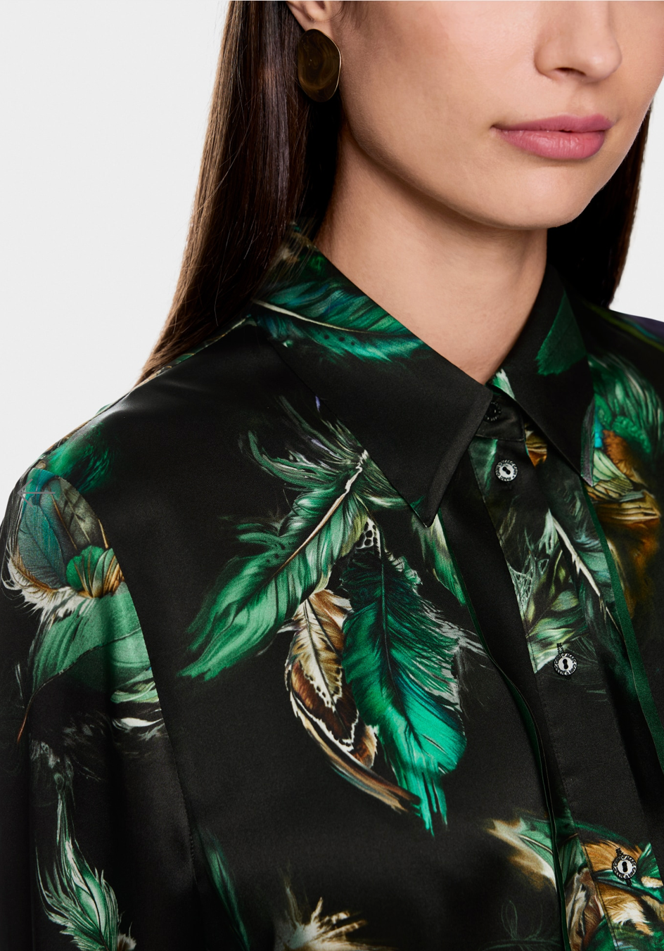 Marc Cain Silk Feather Print Blouse