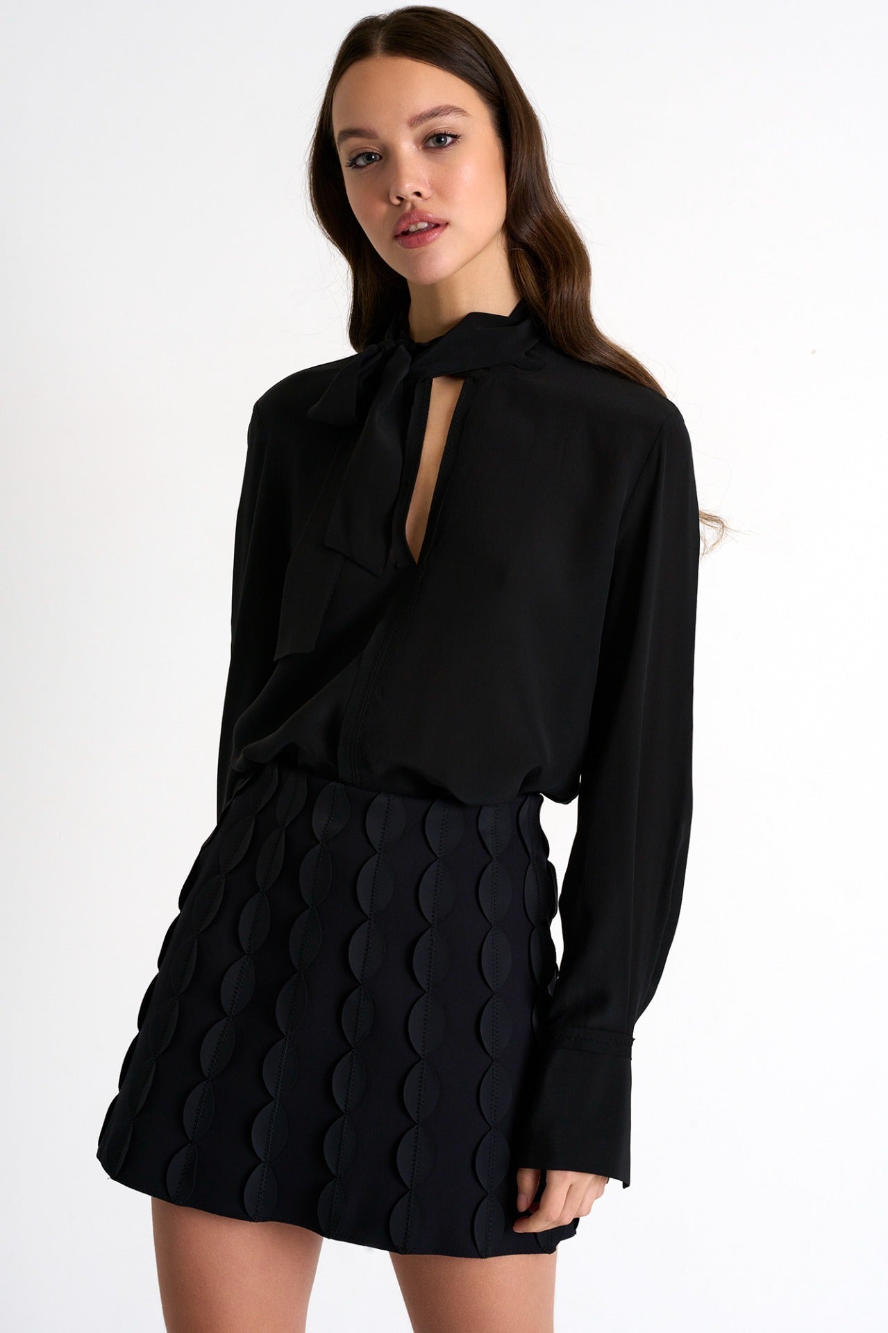 Shan Bow-Tie Neck Silk Blouse