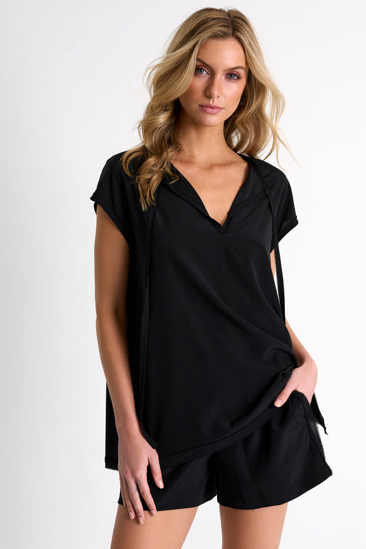 Shan Black Silk Shorts