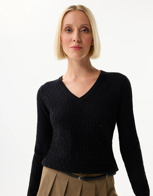 Leo & Ugo Studded V-Neck Sweater