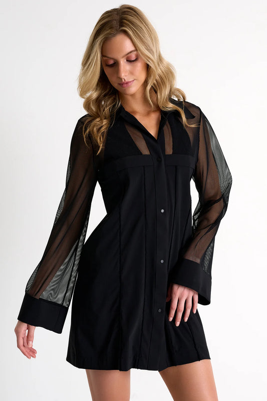 Shan Grid Mesh Beach Shirt