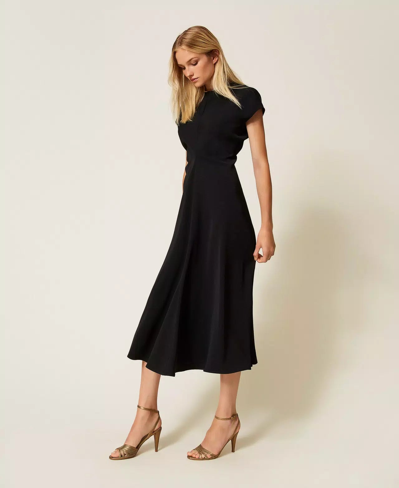 twinset midi dress Lace midi dress Woman, Black