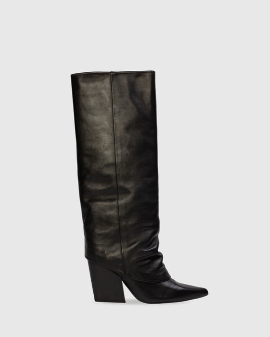 Black Suede Studio Western Boot