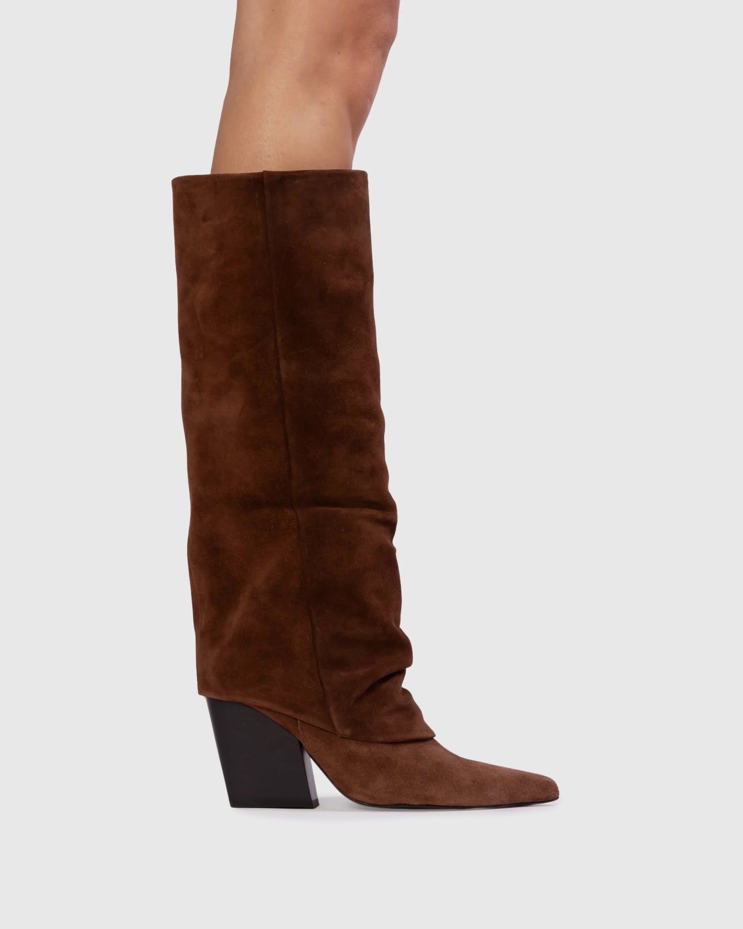 Black Suede Studio Western Boot
