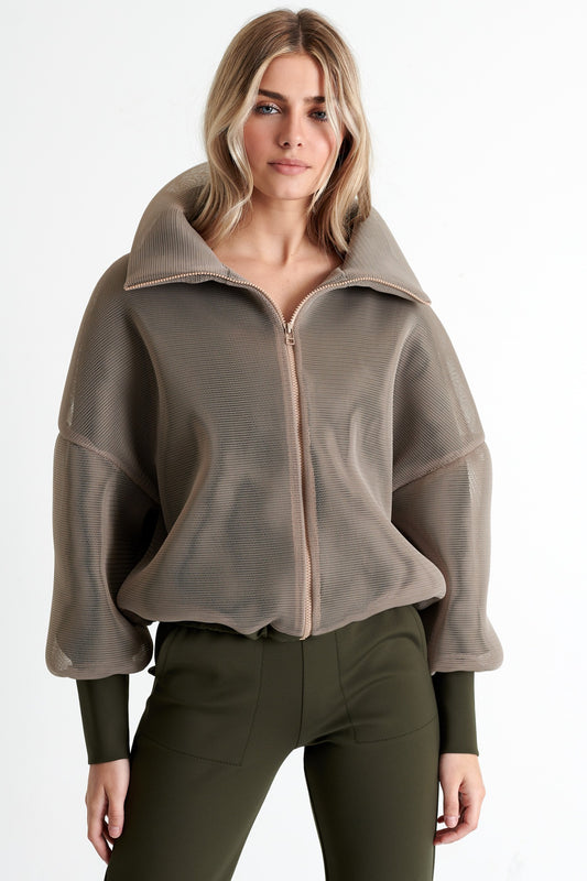 Shan Khaki 3D Mesh Puffer Jacket