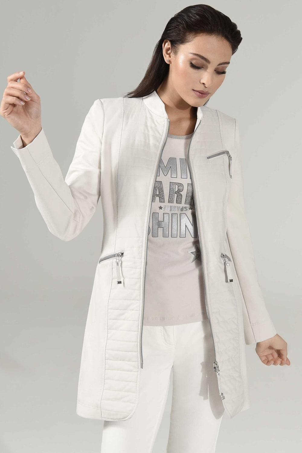I'Cona Modern White Long Jacket