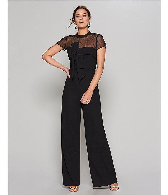 Kay Unger Crepe Bow Jumpsuit