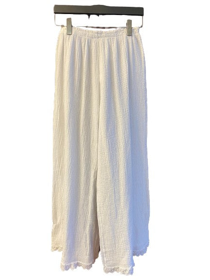 Angela Mara White Cotton Pant