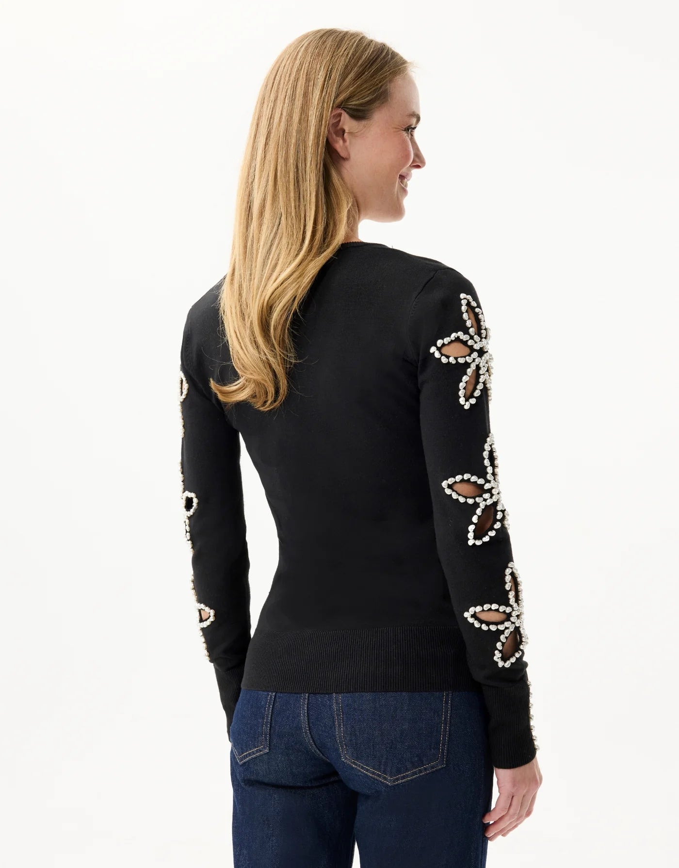 Leo & Ugo Beaded Floral Sweater