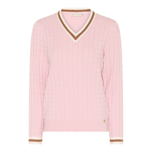 Micha Cable Knit V-Neck Sweater