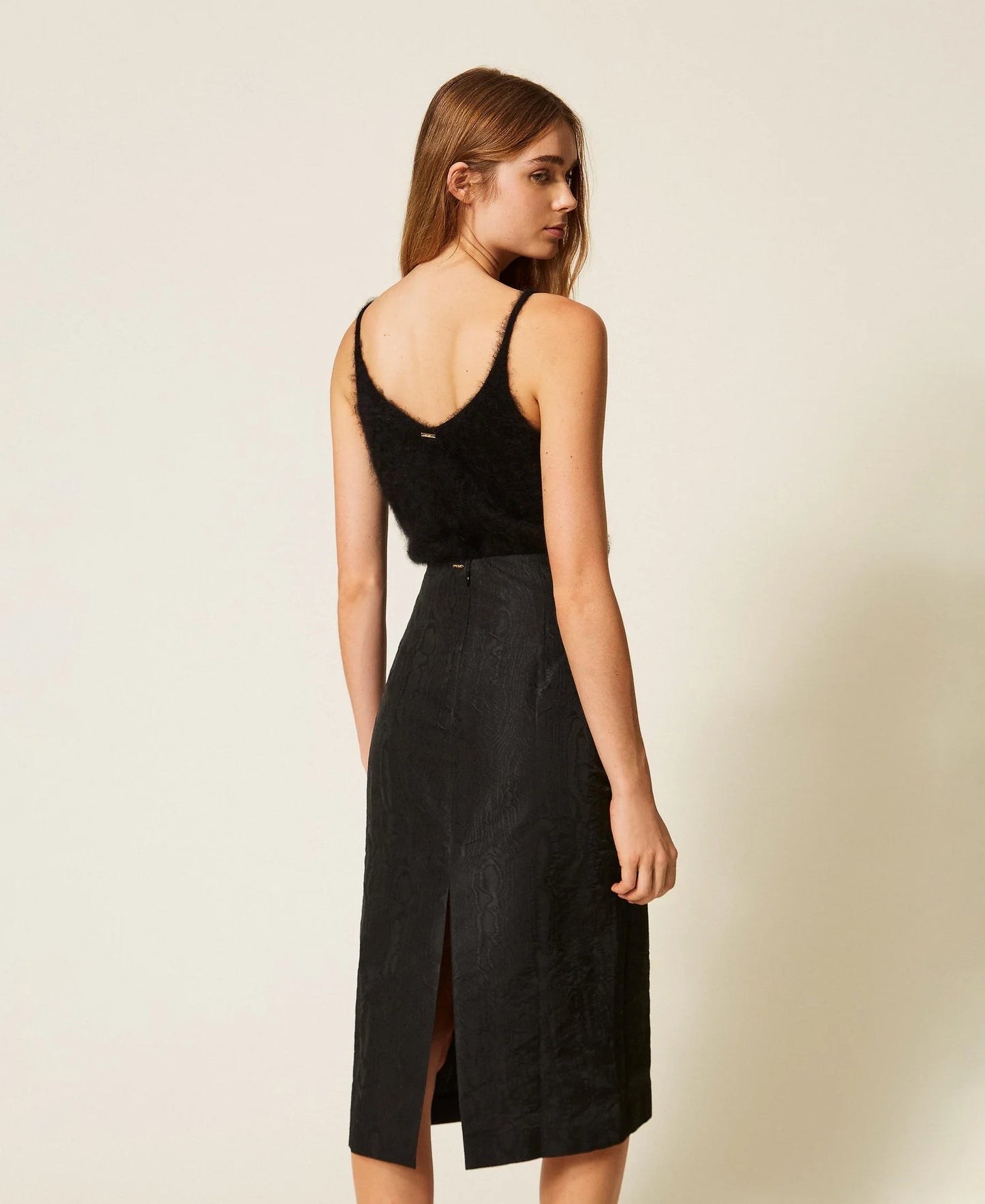Twinset Midi Moire Skirt with Bow