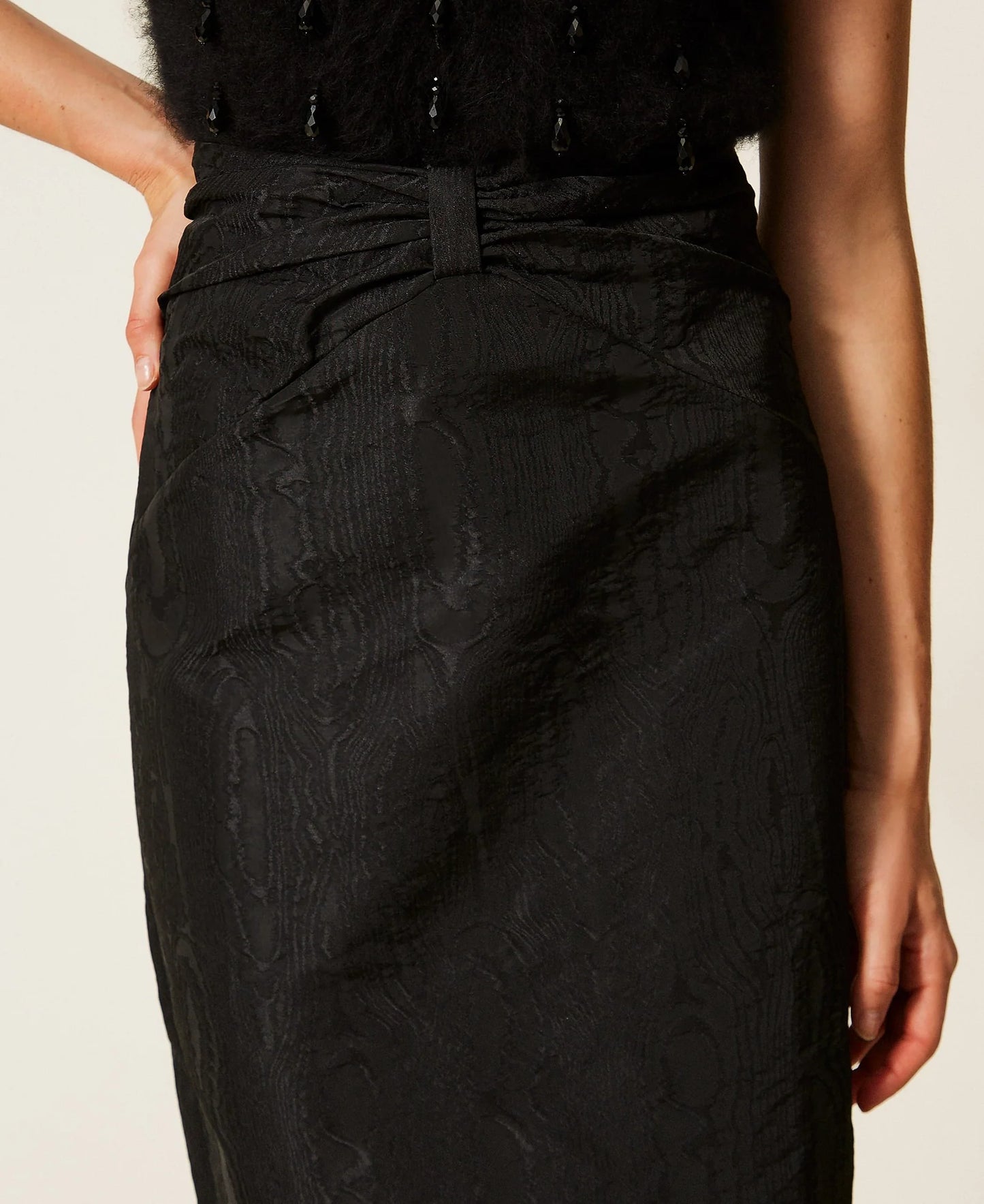 Twinset Midi Moire Skirt with Bow