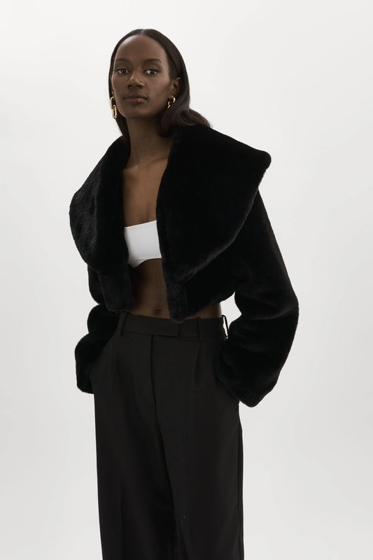 La Marque Faux Fur Crop Jacket