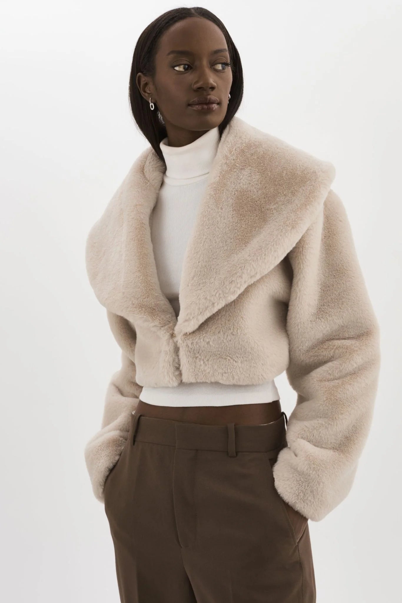 La Marque Faux Fur Crop Jacket