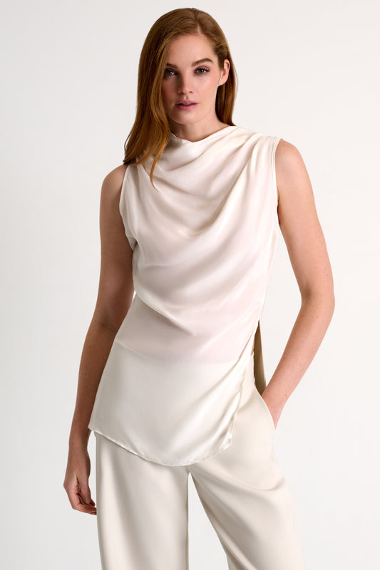 Shan Draped Sleeveless Blouse