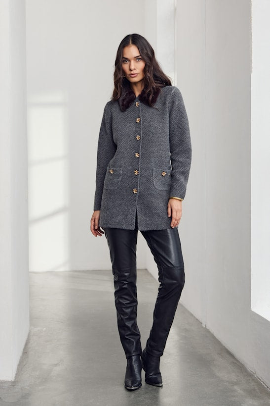 Micha Long Cardigan with Fur