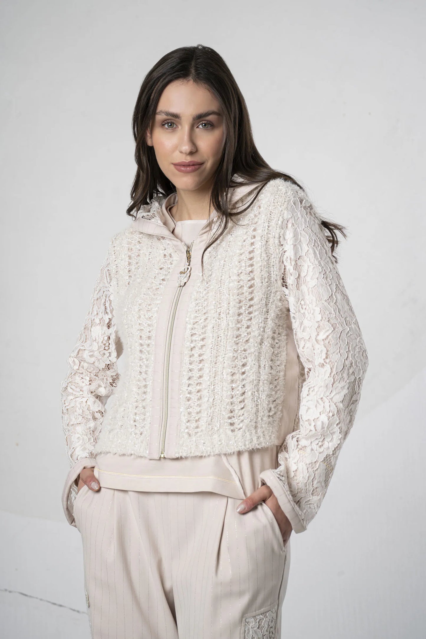 Elisa Cavaletti Lace Knit Jacket