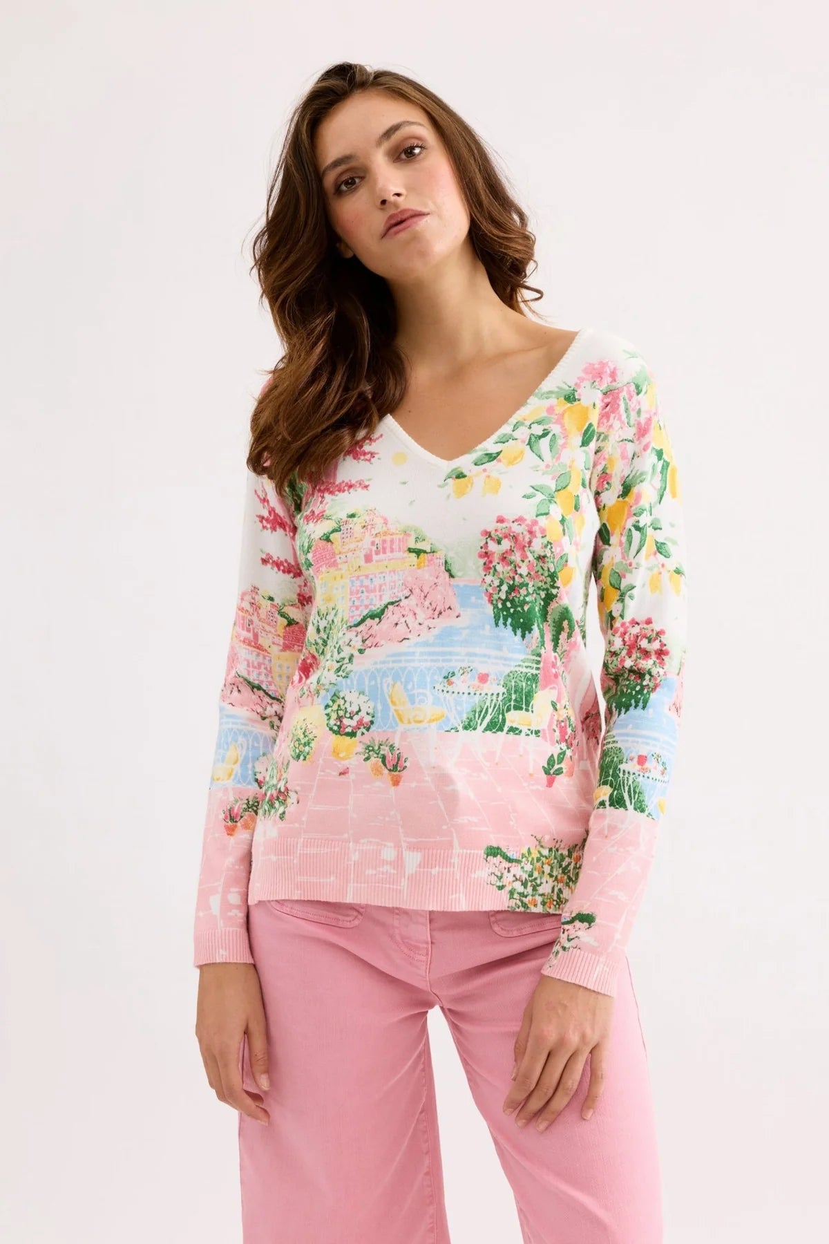 Leo & Ugo Landscape Print Sweater