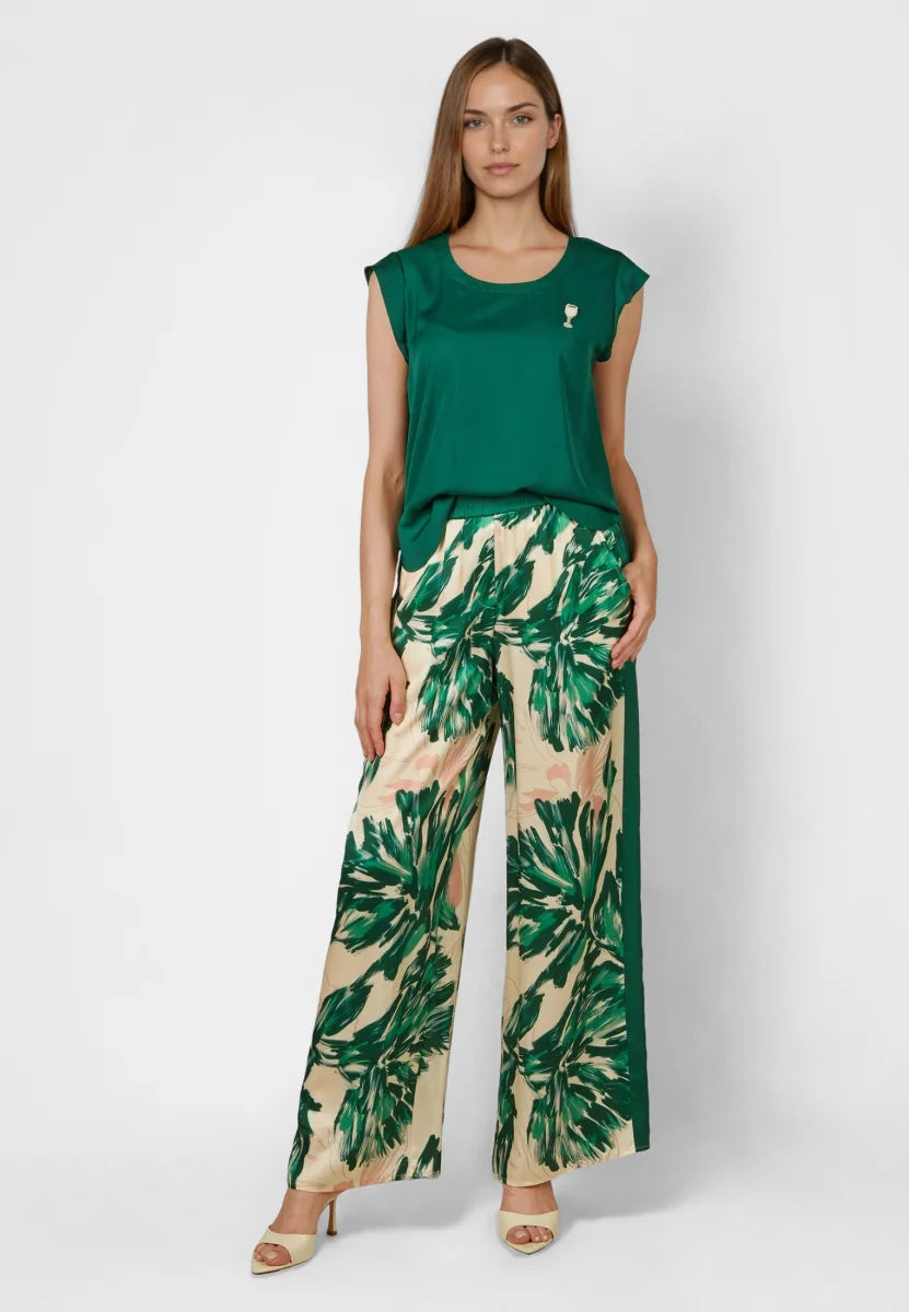 Marc Aurel Leaf Satin Pant