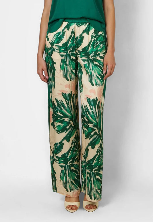 Marc Aurel Leaf Satin Pant