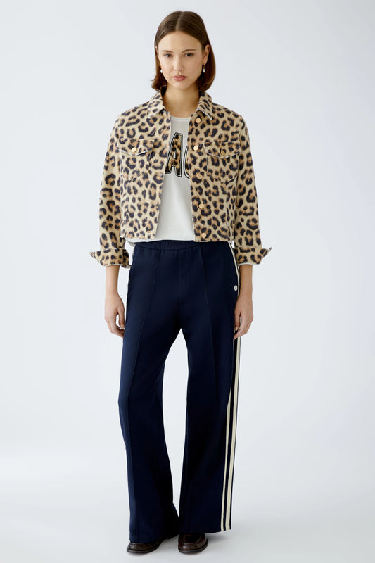 Oui Leopard Print Denim Jacket