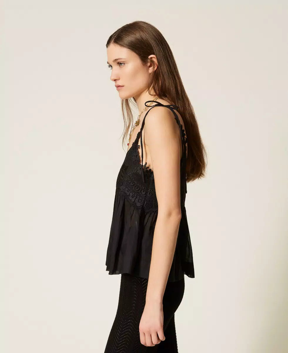 Twinset Muslin Top with Lace