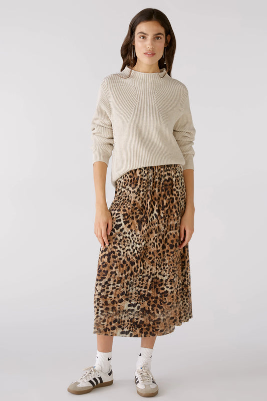 Oui Long Leopard Skirt
