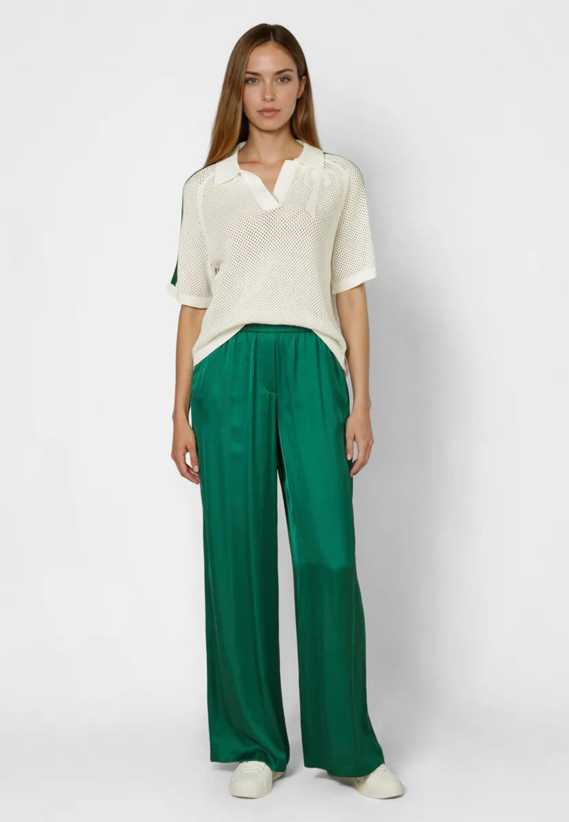 Marc Aurel Emerald Satin Pant