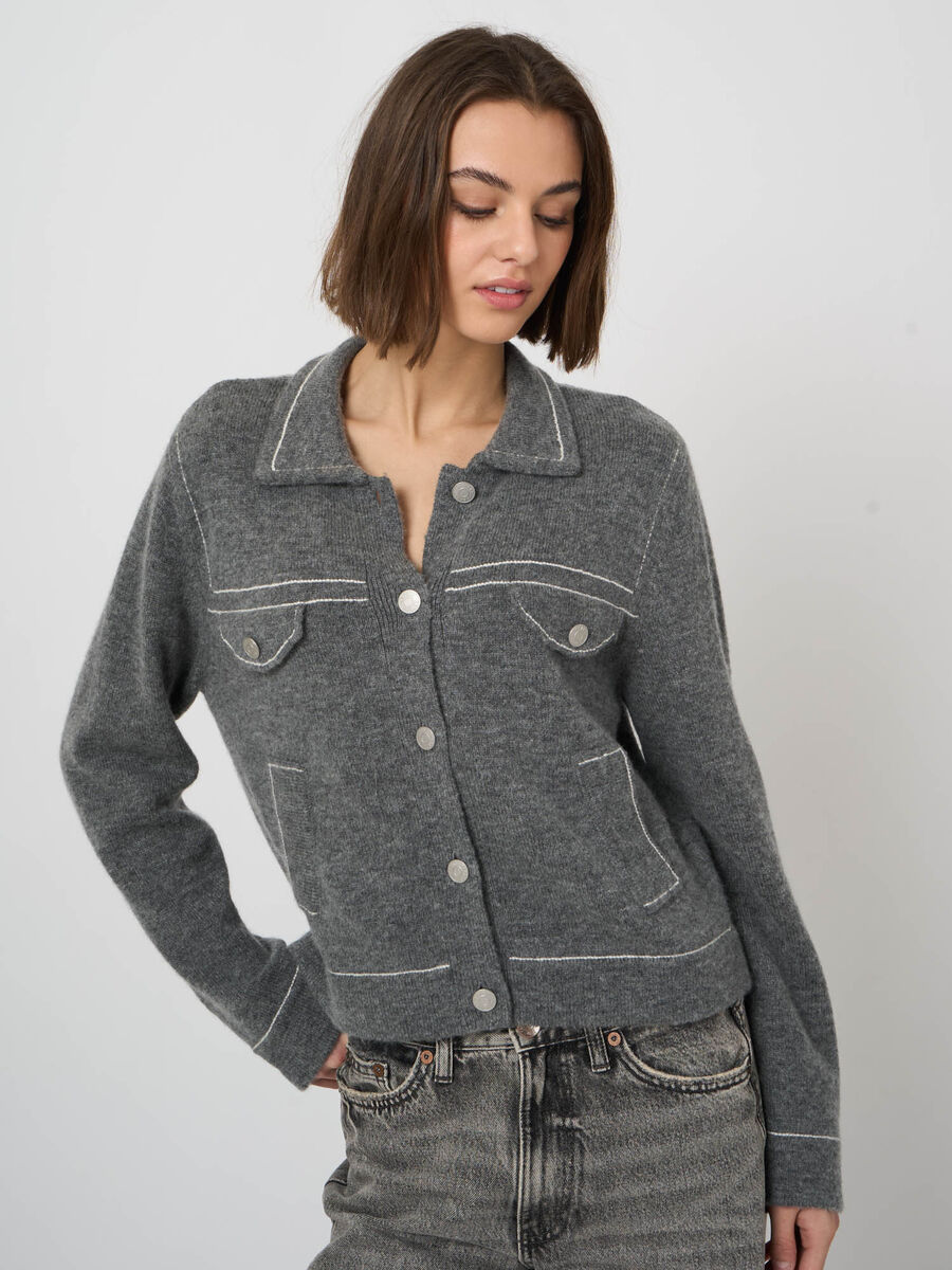 Repeat Cardigan with Contrast Stitch