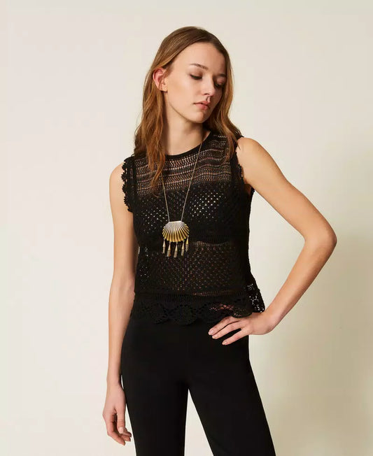 Twinset Knit Top with Rhinestones
