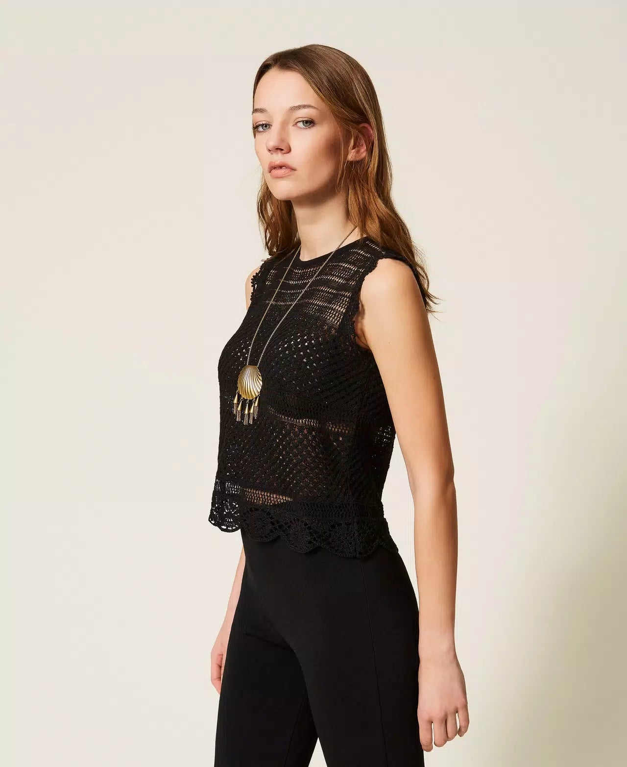 Twinset Knit Top with Rhinestones