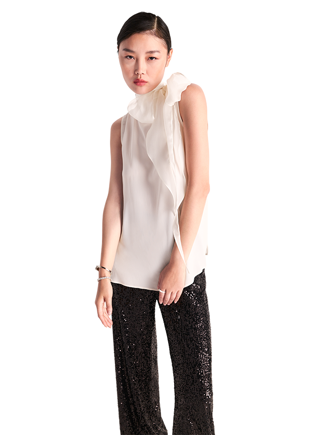Riani Silk Crepe Blouse with Bow