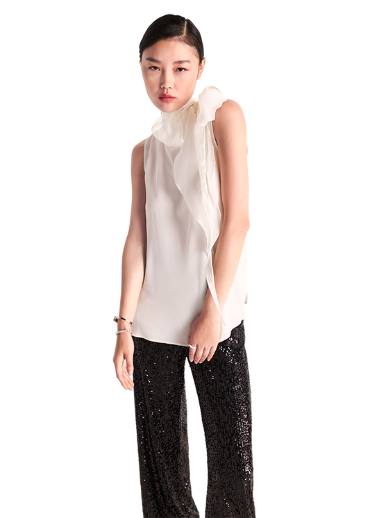 Riani Silk Crepe Blouse with Bow