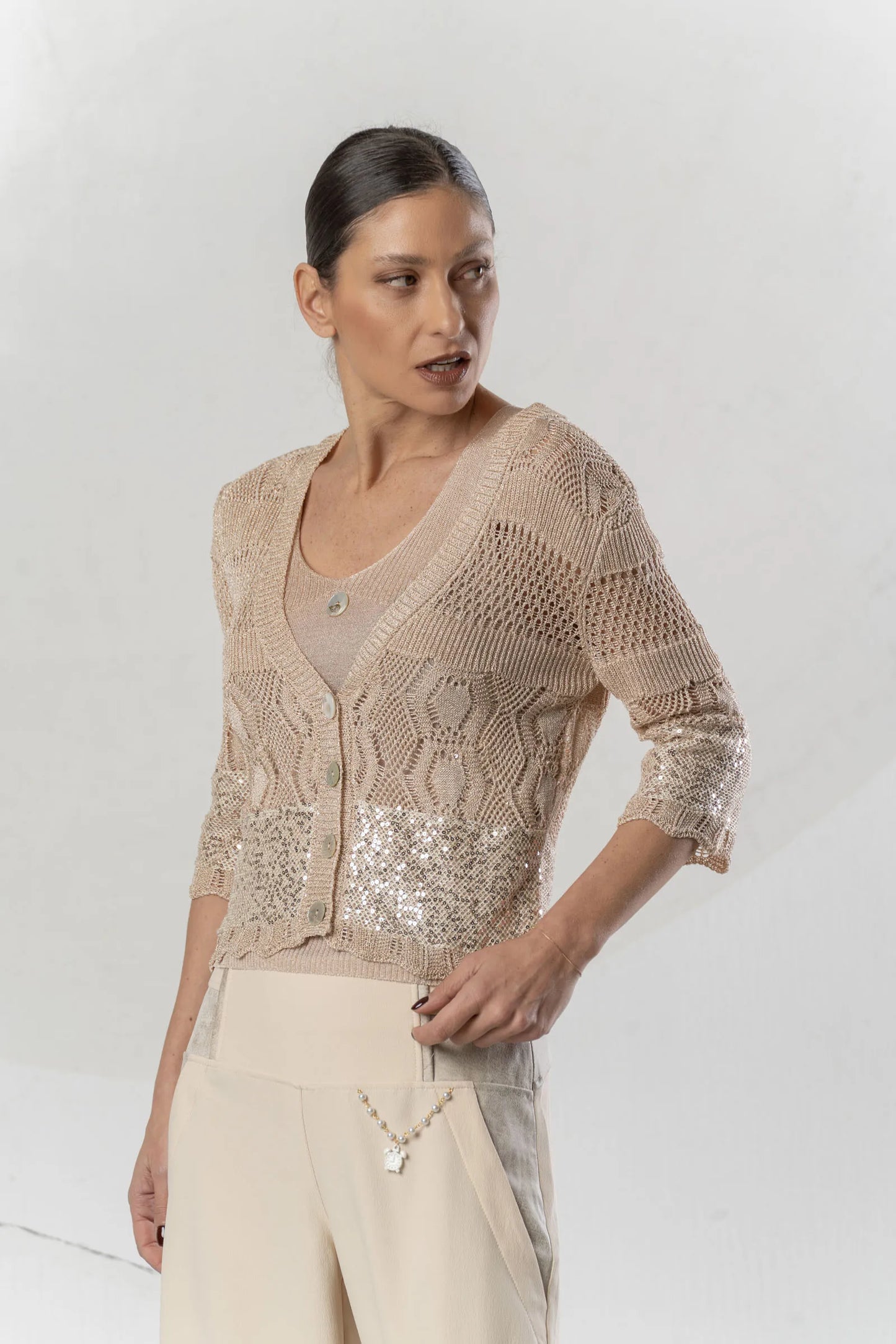Elisa Cavaletti Rose Gold Cardigan