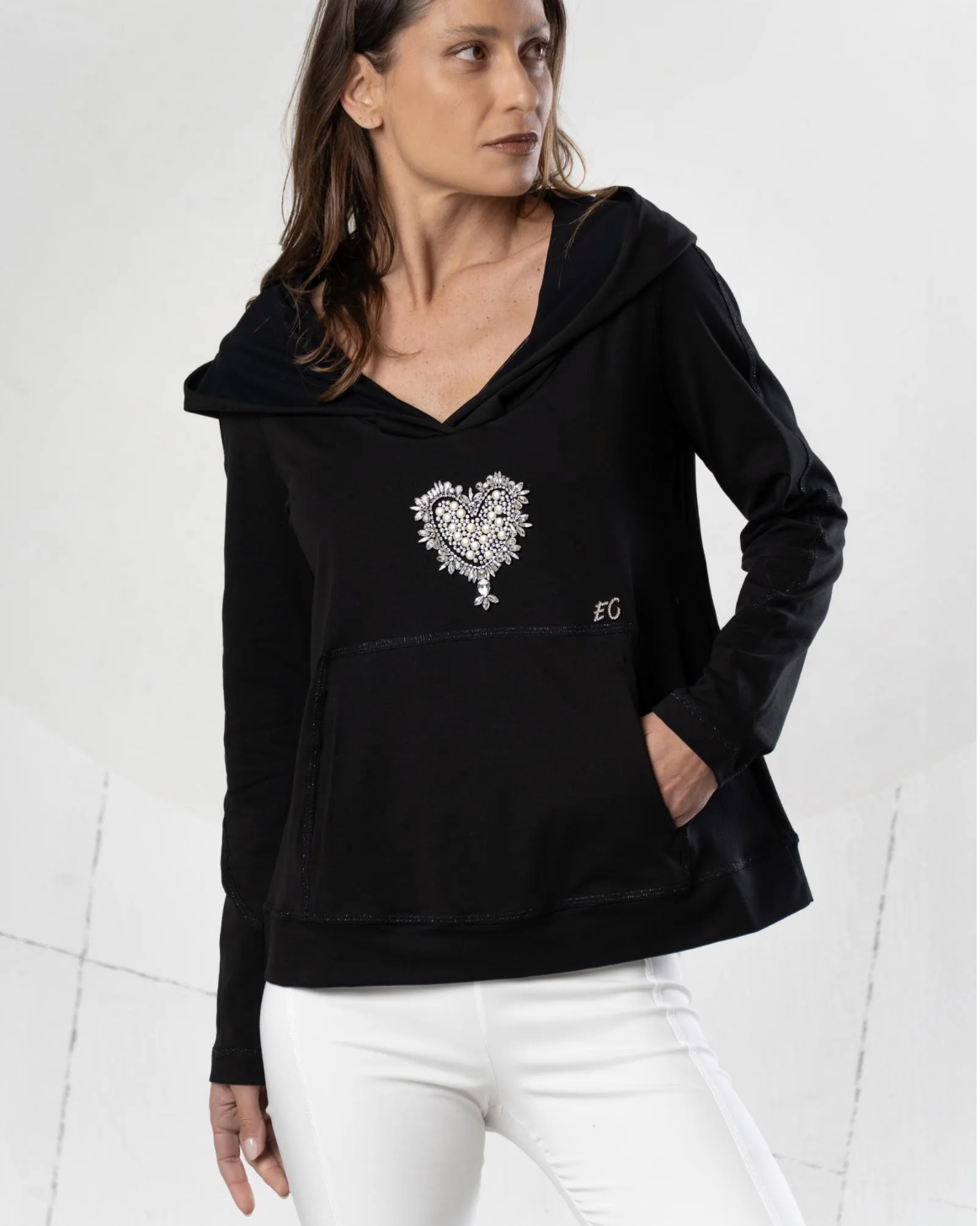 Elisa Cavaletti Top with Jewelled Heart